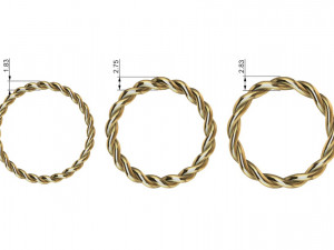 Cuban Link Rings 3 variable width 30 ring sizes Model Cetak 3D