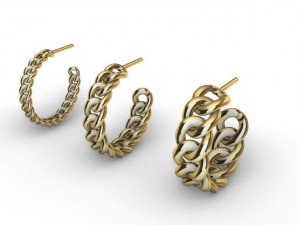 Cuban Link Rings 3 variable width 30 ring sizes Model Cetak 3D