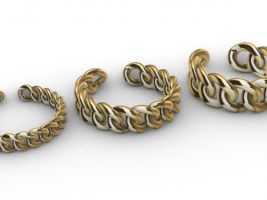 Cuban Link Rings 3 variable width 30 ring sizes Model Cetak 3D