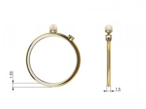 Single Pearl and Diamond Ring 10 Sizes 3D Print Model