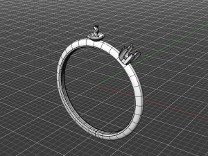 Single Pearl and Diamond Ring 10 Sizes 3D Baskı Modeli