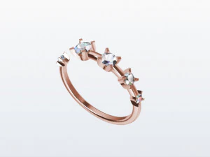 Diamond Hug Ring 5 sizes 3D Print Model
