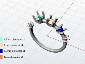 Diamond Hug Ring 5 sizes 3Dプリントモデル
