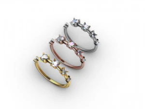 Diamond Hug Ring 5 sizes 3D Print Model