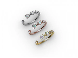 Diamond Hug Ring 5 sizes 3D Print Model