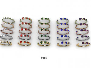 Diamond Hug Ring 5 sizes 3D Print Model