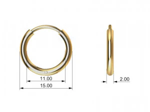 Huggie Hoop 15mm 3D Print Model