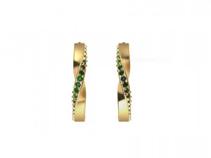 Mobius Huggie Hoop Earrings with Gemstones 3D Baskı Modeli