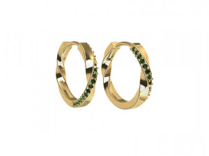 ジェムストーン付きメビウス ハギー フープ イヤリング 3Dプリントモデル