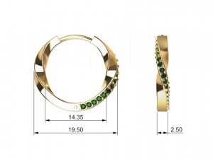 Mobius Huggie Hoop Earrings with Gemstones 3D Baskı Modeli