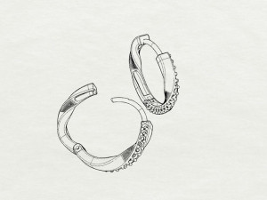 Mobius Huggie Hoop Earrings with Gemstones 3D Baskı Modeli