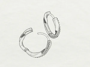 Mobius Huggie Hoop Earrings with Gemstones 3D Print Model