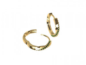 Mobius Huggie Hoop Earrings with Gemstones 3D Baskı Modeli
