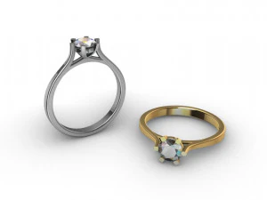 05ct Diamond Solitaire Engagement Ring 4 sizes 3D Print Model