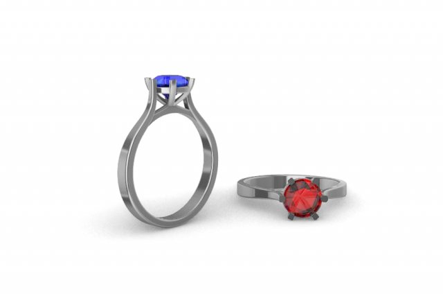 1ct Diamond Solitaire Engagement Ring 5 sizes Modelo de impresión 3D .c4d .max .obj .3ds .fbx .stl .blend 