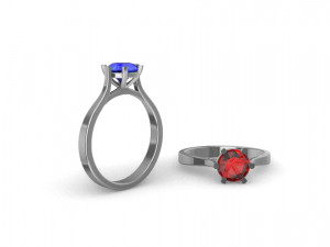 1ct Diamond Solitaire Engagement Ring 5 sizes 3D Print Model