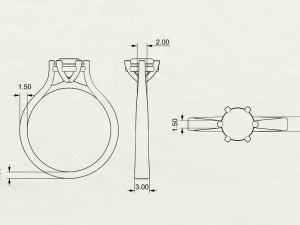 1ct Diamond Solitaire Engagement Ring 5 sizes Modelo de impresión 3D