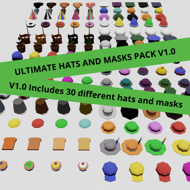 Ultimate Hats and Masks Pack V1 3D 모델 .c4d .max .obj .3ds .fbx .stl .blend 