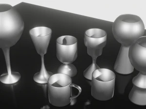 Stainless steel cups 3D Model