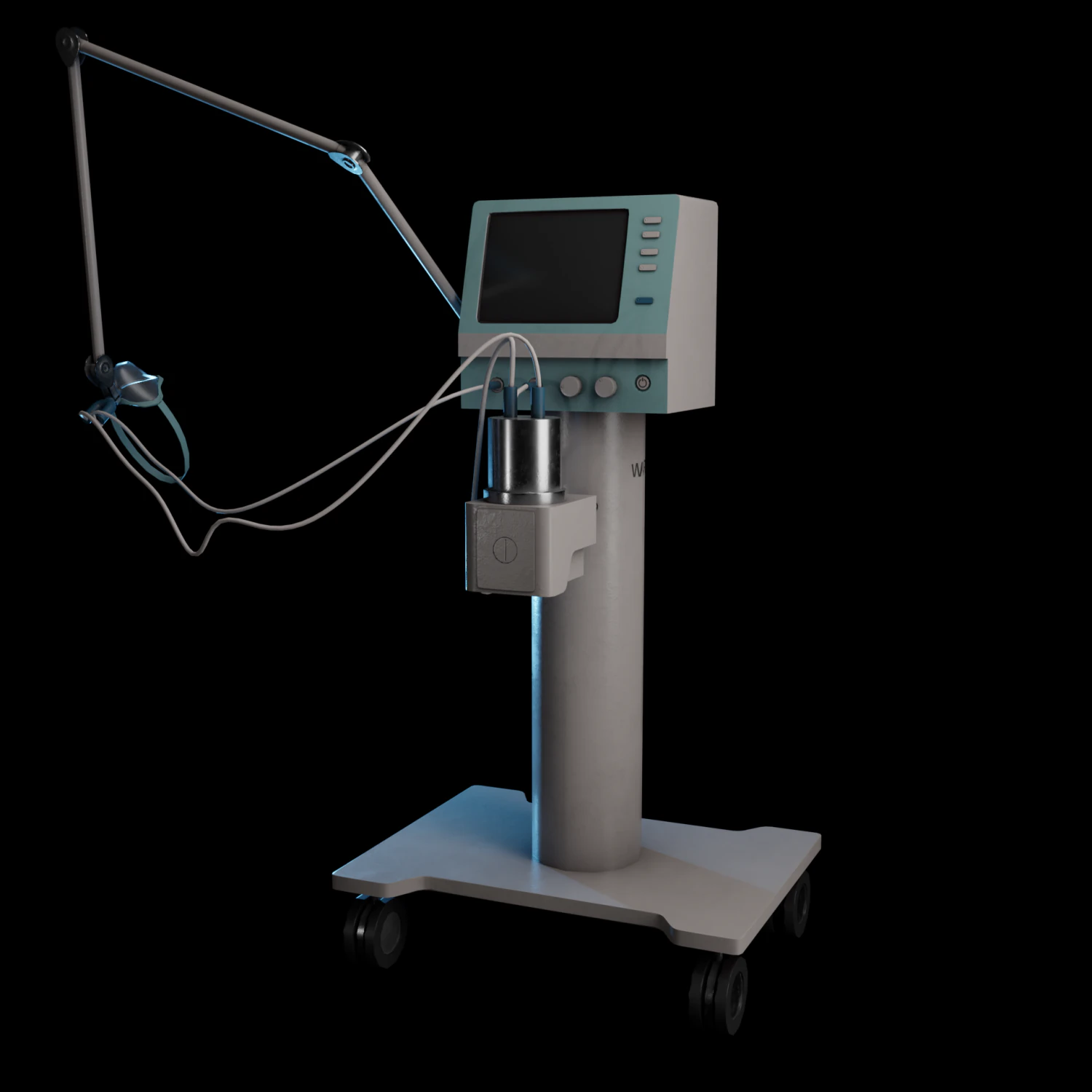 Medical device with mask 3D Model .c4d .max .obj .3ds .fbx .stl .blend