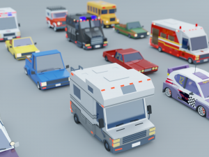 Cartoon Low Poly Cars Pack Low-poly 3D Модель