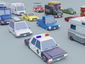 Cartoon Low Poly Cars Pack Low-poly 3D Модель