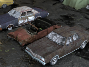 Old Rusty cars in an abandoned parking lot pack Low-poly Model 3D