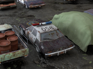 Old Rusty cars in an abandoned parking lot pack Low-poly Model 3D