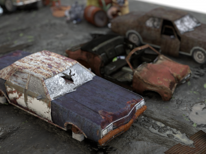 Old Rusty cars in an abandoned parking lot pack Low-poly Model 3D