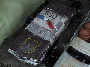 Old Rusty cars in an abandoned parking lot pack Low-poly Model 3D