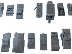 Old Rusty cars in an abandoned parking lot pack Low-poly Model 3D