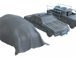 Old Rusty cars in an abandoned parking lot pack Low-poly Model 3D