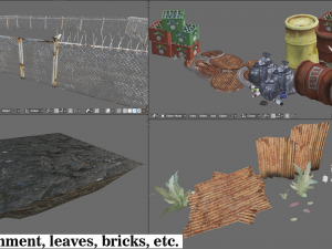 Old Rusty cars in an abandoned parking lot pack Low-poly Model 3D
