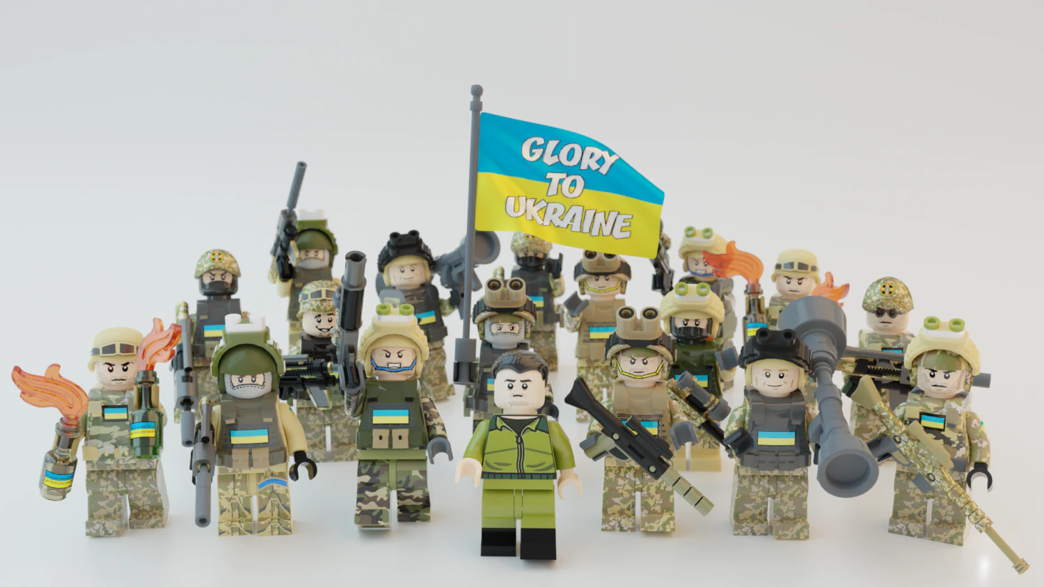 Volodymyr Zelenskyy Ukrainian President with UA Force squad 3D Model .c4d .max .obj .3ds .fbx .stl .blend 