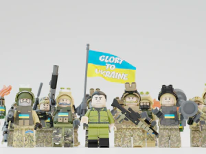 Volodymyr Zelenskyy Ukrainian President with UA Force squad 3D Model