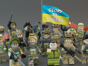 Volodymyr Zelenskyy Ukrainian President with UA Force squad Modèle 3D