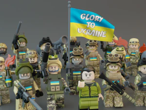 Volodymyr Zelenskyy Ukrainian President with UA Force squad 3D Model