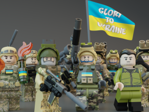 Volodymyr Zelenskyy Ukrainian President with UA Force squad Modèle 3D