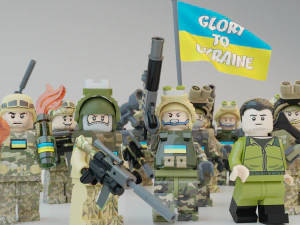 Volodymyr Zelenskyy Ukrainian President with UA Force squad 3D Model