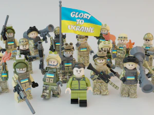Volodymyr Zelenskyy Ukrainian President with UA Force squad 3D Model
