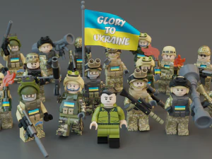 Volodymyr Zelenskyy Ukrainian President with UA Force squad 3D Model