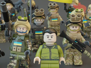 Volodymyr Zelenskyy Ukrainian President with UA Force squad 3D Model