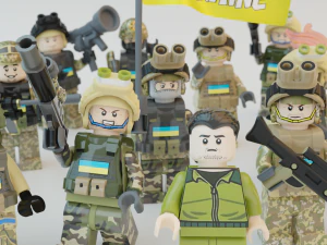 Volodymyr Zelenskyy Ukrainian President with UA Force squad 3D Model