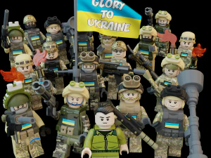 Volodymyr Zelenskyy Ukrainian President with UA Force squad 3D Model