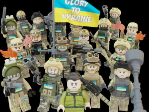 Volodymyr Zelenskyy Ukrainian President with UA Force squad 3D Model