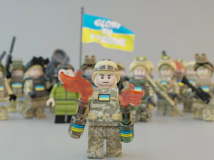 Volodymyr Zelenskyy Ukrainian President with UA Force squad 3D Model