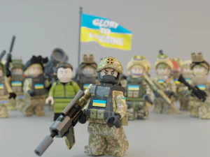 Volodymyr Zelenskyy Ukrainian President with UA Force squad 3D Model