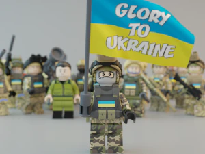 Volodymyr Zelenskyy Ukrainian President with UA Force squad 3D Model
