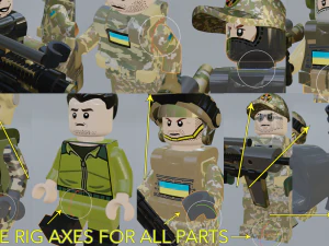 Volodymyr Zelenskyy Ukrainian President with UA Force squad 3D Model