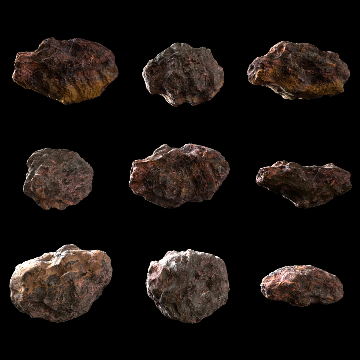 ASTEROID PACK 3D Model .c4d .max .obj .3ds .fbx .stl .blend 